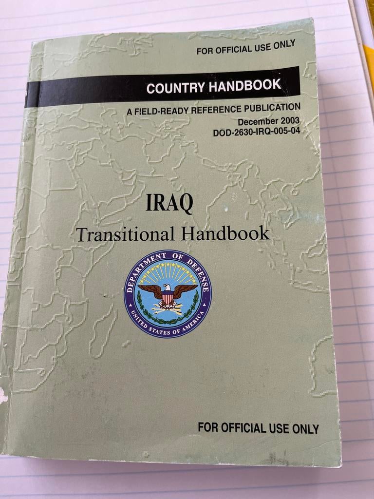 Country Handbook IRAQ december 2003, Ophalen of Verzenden, 1945 tot heden, Gelezen, Overige onderwerpen