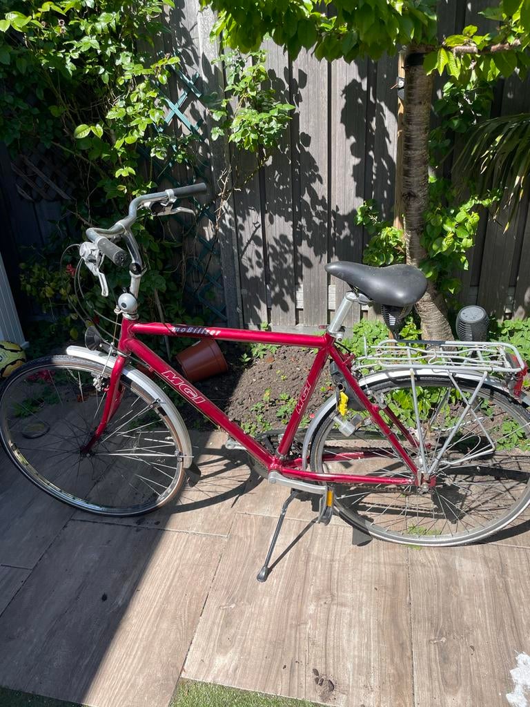 Mooie rode MGI Mobilizer fiets met bagagedrager, Overige merken, Gebruikt, Velgrem, Versnellingen