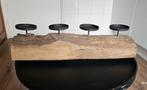 Teak kandelaar (Kerst), Huis en Inrichting, Tafels | Sidetables, Ophalen, 50 tot 100 cm, Teakhout, Zo goed als nieuw