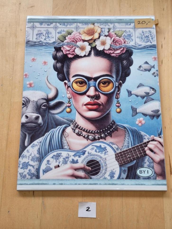 Frida Kahlo Keramische tegel 15 x 20 cm, Huis en Inrichting, Woonaccessoires | Wanddecoraties, Nieuw, Ophalen of Verzenden