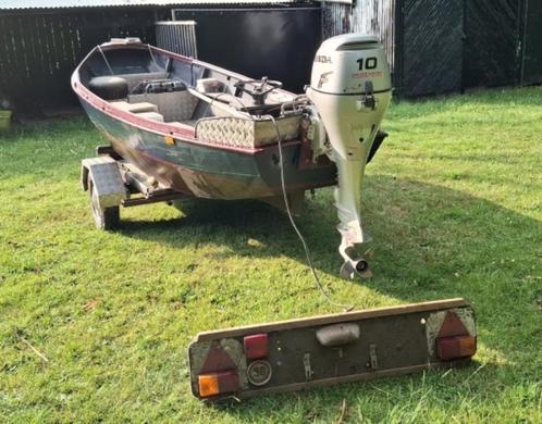 Stalen vlet 5m | 10pk Honda | Trailer met elec Lier |, Watersport en Boten, Motorboten en Motorjachten, Gebruikt, Staal, Tot 6 meter