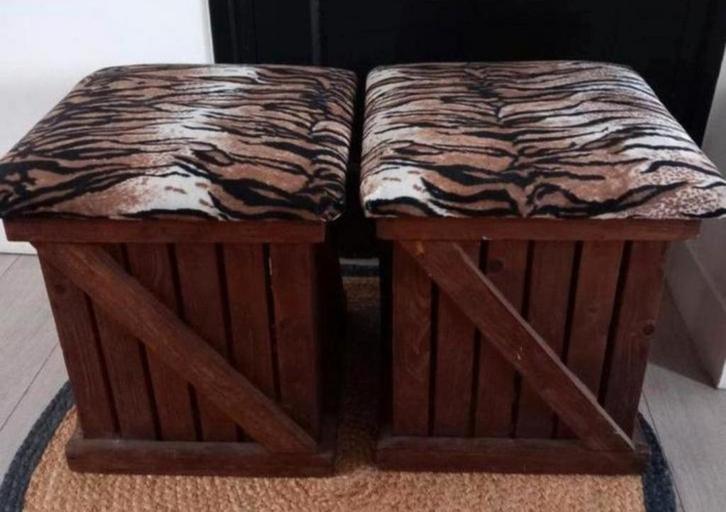 2 massief houten stoel zitjes, Huis en Inrichting, Stoelen, Ophalen