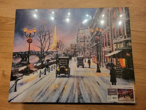 Indoor canvas met Led verlichting winter sneeuw 38x48cm, Huis en Inrichting, Woonaccessoires | Wanddecoraties, Nieuw, Ophalen of Verzenden