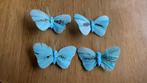 4 aqua blauwe vlinders 7 cm breed, Ophalen of Verzenden, Zo goed als nieuw, Materiaal