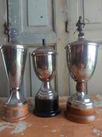 3 oude sport bekers trofeeën 3 stuks 1950 - 1960, Ophalen of Verzenden