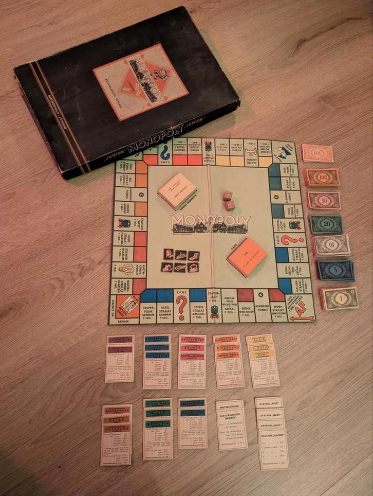 Vintage Monopoly Junior 1941/42 - Nederlandse uitgave, Hobby en Vrije tijd, Gezelschapsspellen | Bordspellen, Gebruikt, Een of twee spelers