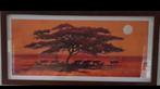 Afrikaans Landschap Schilderij in Houten Lijst, Antiek en Kunst, Kunst | Schilderijen | Klassiek, Ophalen of Verzenden