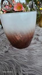 Mooie Riverdale glazen Bloempot - Wit & Bruin, Kunststof, Rond, Ophalen of Verzenden, Zo goed als nieuw