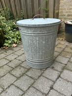 Zinken vuilnisbak, Tuin en Terras, Bloembakken en Plantenbakken, Ophalen, Minder dan 60 cm, Rond, Zo goed als nieuw