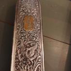 Mooie brocante sleetse verzilverde borstel met pauw en mono, Antiek en Kunst, Ophalen of Verzenden