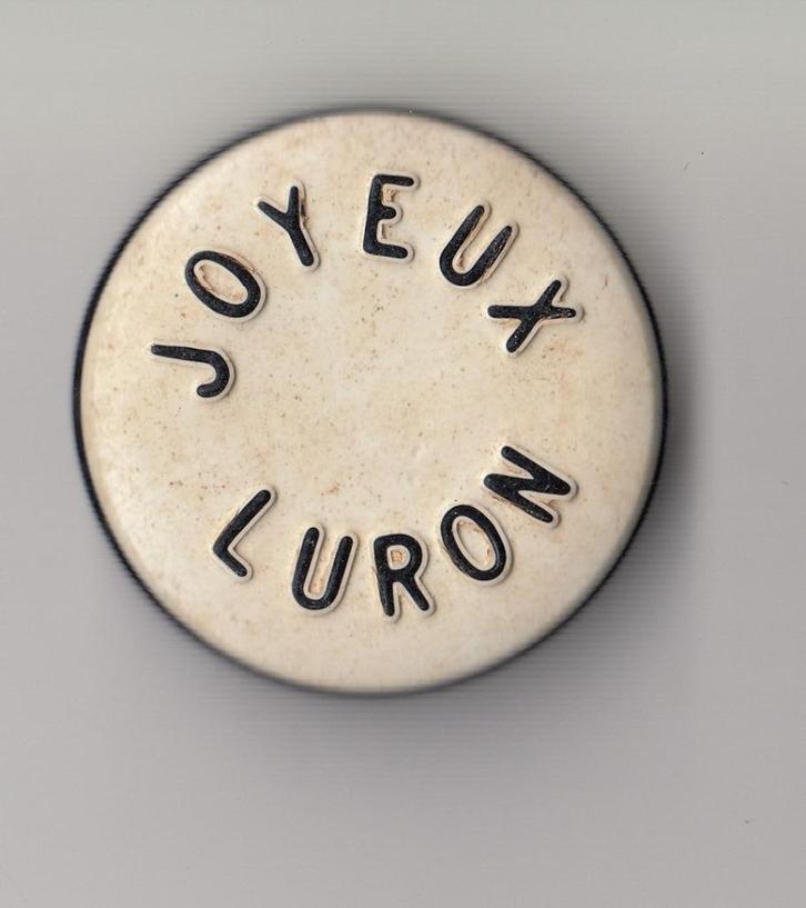 Joyeux Luron button, Verzamelen, Speldjes, Pins en Buttons, Gebruikt, Speldje of Pin, Overige onderwerpen, Ophalen of Verzenden