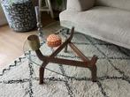 Salontafel bruin eikenhout en glas (Breno Kwantum), Ophalen, 50 tot 100 cm, Eikenhout, Nieuw