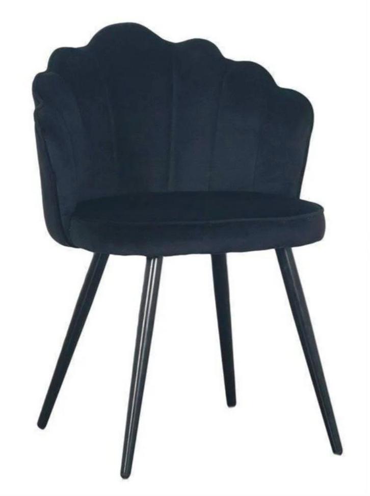 Eettafel rond zwart en 4x schelpstoelen, Huis en Inrichting, Stoelen, Zo goed als nieuw, Vier, Zwart, Ophalen