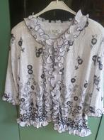 OPL fashion feestelijke witte Blouse , zwarte accenten en ru, OPL, Ophalen of Verzenden, Zo goed als nieuw, Blouse of Tuniek