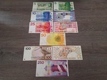 Set 10 guldenbiljetten 5 t/m 250 gulden (1966-1997) beschikbaar voor biedingen