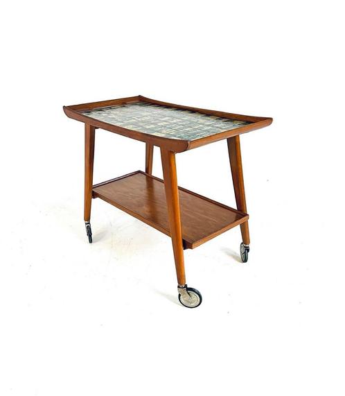 Vintage trolley Opal möbel ‘60, Huis en Inrichting, Tafels | Bijzettafels, Gebruikt, Rechthoekig, 60 cm of meer, 55 tot 75 cm