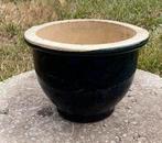 Blauwe geglazuurde bloempot buiten - 13 cm x 18 cm, Ophalen, Rond, Zo goed als nieuw, Minder dan 25 cm