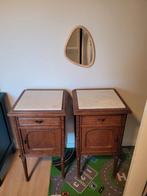 Set van twee antieke Franse nachtkastjes met marmer blad, Huis en Inrichting, Slaapkamer | Nachtkastjes, Ophalen, Zo goed als nieuw