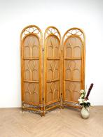 Vintage rotan webbing rieten bamboe kamerscherm roomdivider, Ophalen of Verzenden, Zo goed als nieuw