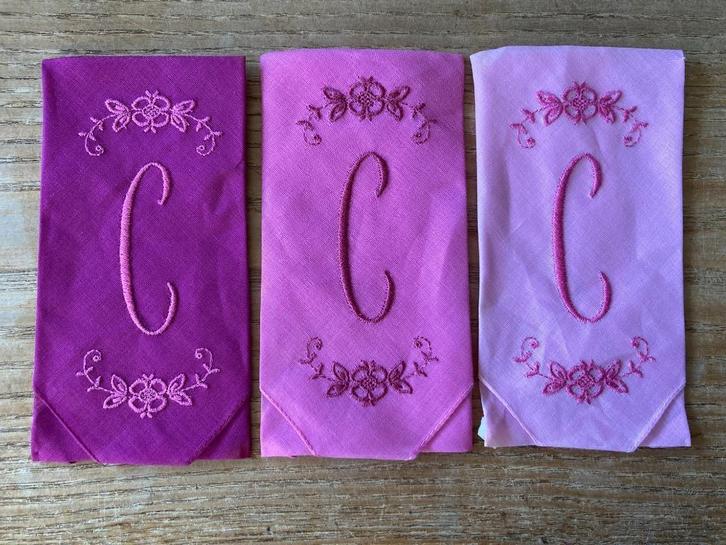 Vintage dames zakdoekjes dameszakdoekje - monogram C - nieuw, Antiek en Kunst, Curiosa en Brocante, Ophalen of Verzenden