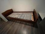 Bed met elektrische lattenbodem, Ophalen, 90 cm, Eenpersoons, Bruin