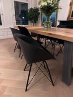 6 zwarte eetkamerstoelen (2 velvet Vitra-stijl dining chairs, Ophalen of Verzenden, Zo goed als nieuw, Rond, 50 tot 100 cm