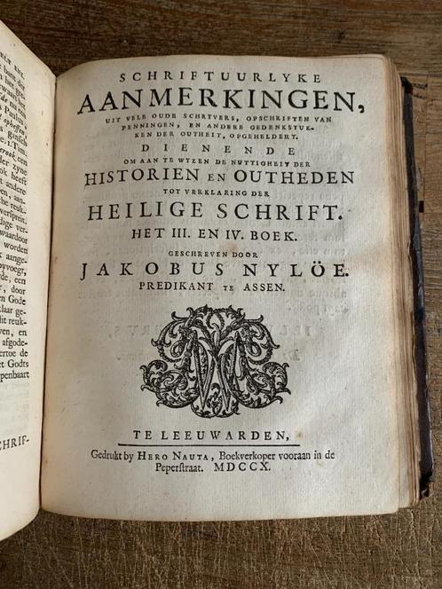 Nyloe Schriftuurlijke aanmerkingen 1709 met vele gravures, Antiek en Kunst, Antiek | Boeken en Bijbels, Ophalen of Verzenden