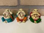 Set Happy Boeddha beelden Horen zien en zwijgen cadeau kado, Huis en Inrichting, Ophalen of Verzenden, Zo goed als nieuw