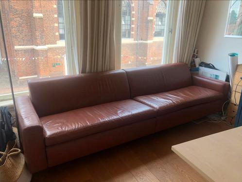 5-zits bank Gelderland 5300, leer cognac, Huis en Inrichting, Banken | Bankstellen, Gebruikt, Rechte bank, Vierpersoons of meer