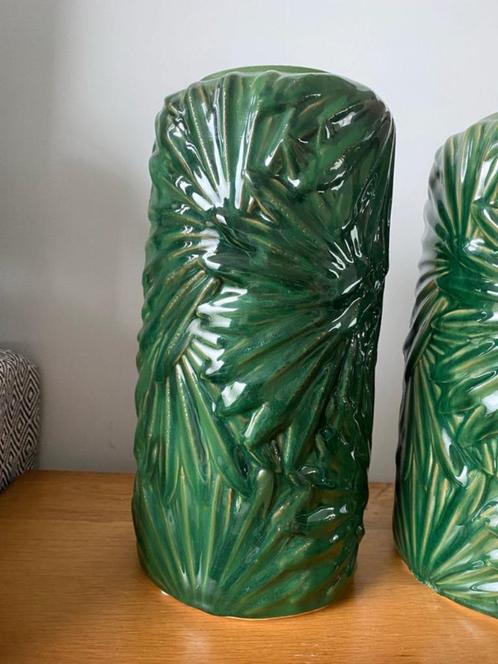 2 stuks HD collection vazen donkergroen bladprint intratruin, Huis en Inrichting, Woonaccessoires | Vazen, Zo goed als nieuw, Groen