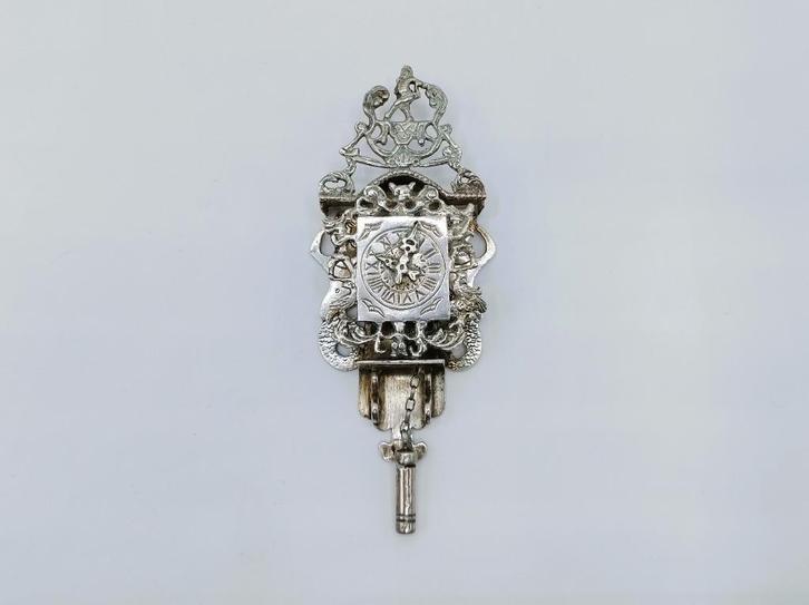 Zilveren miniatuur klok, J.W. van Waveren, Haarlem, Antiek en Kunst, Antiek | Goud en Zilver, Zilver, Verzenden
