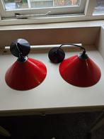 Vintage rode hanglampjes 2x, Huis en Inrichting, Lampen | Hanglampen, Ophalen of Verzenden, Gebruikt, Metaal, Minder dan 50 cm