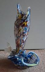 Vintage Glaskunst Vaas met Asbak - Multicolor Vis, Ophalen of Verzenden