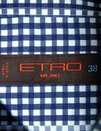 ETRO shirt, geruit overhemd, wit/donkerblauw, Mt. 38, Blauw, Halswijdte 38 (S) of kleiner, Zo goed als nieuw, ETRO