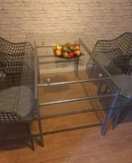 Gratis glazen eettafel, Huis en Inrichting, Tafels | Eettafels, Ophalen, Gebruikt, 50 tot 100 cm, Vijf personen of meer