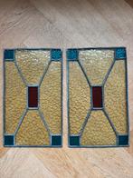 Glas in lood, antiek, 2 stuks, Doe-het-zelf en Verbouw, Glas en Ramen, Ophalen of Verzenden, Glas in lood, Minder dan 80 cm