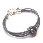 Leren Armband Dames donkergrijs, Verzenden, Nieuw, Grijs, Leer