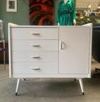 Witte houten commode kast - vintage retro ladekast kastje, Gebruikt, Kast, 50 tot 70 cm, Onbekend