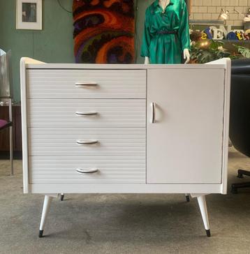 Witte houten commode kast - vintage retro ladekast kastje beschikbaar voor biedingen