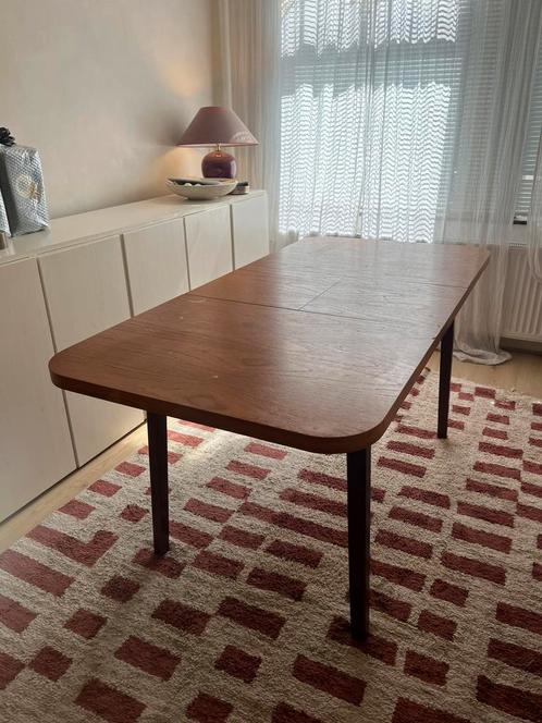 Vintage uitschuifbare eettafel – hout, Huis en Inrichting, Tafels | Eettafels, Zo goed als nieuw, 50 tot 100 cm, Rechthoekig, Ophalen