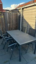 Tuinset - 1 tafel (1,70x90) en 4 stoelen, Tuin en Terras, Tuinsets en Loungesets, Ophalen, 4 zitplaatsen, Gebruikt, Aluminium