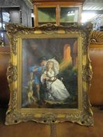 Oer 11300 antiek schilderij "Verliefd stel met hond", Ophalen