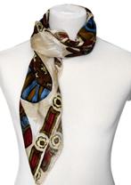 Vintage 100% zijde designer foulard, shawl, beige/bordeaux, Kleding | Dames, Vintage Designer, Sjaal, Zo goed als nieuw, Maat 46/48 (XL) of groter
