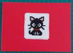 kaart met geborduurde zwarte kat (1663), Ophalen of Verzenden, Nieuw, Dieren
