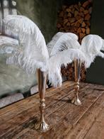 Trompetvazen met echte witte struisvogelveren, Ophalen, Zo goed als nieuw, Overige kleuren, 50 tot 75 cm