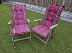 Tuinstoelen 2 stuks met kussens  GRATIS op te halen, Ophalen, Gebruikt, Hout