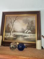 Winters Landschap Olieverf Jaren '70, Ophalen of Verzenden