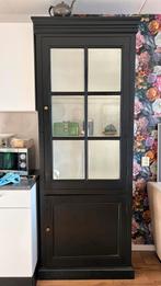 Zwarte vitrinekast / servieskast, Ophalen, Gebruikt, Glas, 50 tot 100 cm