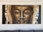 Unieke 2 Luiks Schilderij met Boeddha hoofd, Ophalen, Zo goed als nieuw