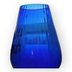 Zeer grote kobalt blauwe Empoli glas vaas met ribbels 1102, Huis en Inrichting, Woonaccessoires | Vazen, Minder dan 50 cm, Glas